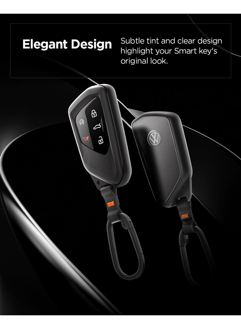 Spigen Volkswagen Key Fob Cover Rugged Armor Case with Carabiner for Volkswagen Golf Tiguan Atlas ID4 Smart Keyfob, Select Models of Skoda & Seat - Black - Image 3